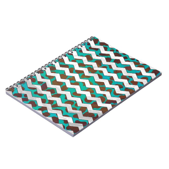Carnet Cevron Dalmatien Brown et Turquoise (Côté gauche)