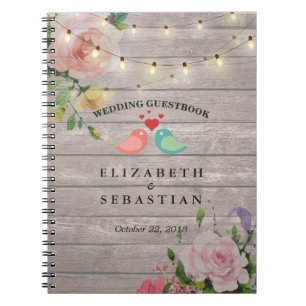 Carnet Chaîne de bois rustique éclaire le Mariage floral