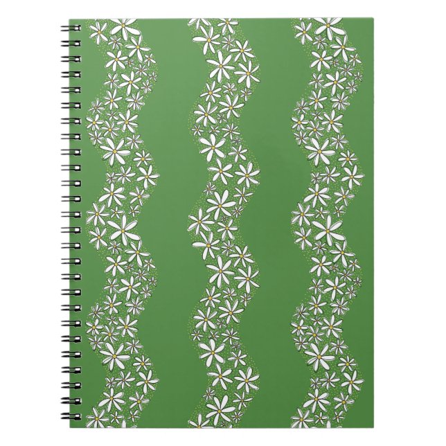 Carnet Chaîne de marguerite Fleur laide rayures blanc ver (Devant)