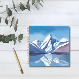 Carnet Chaîne de Montagnes Paysage Aquarelle Bleue