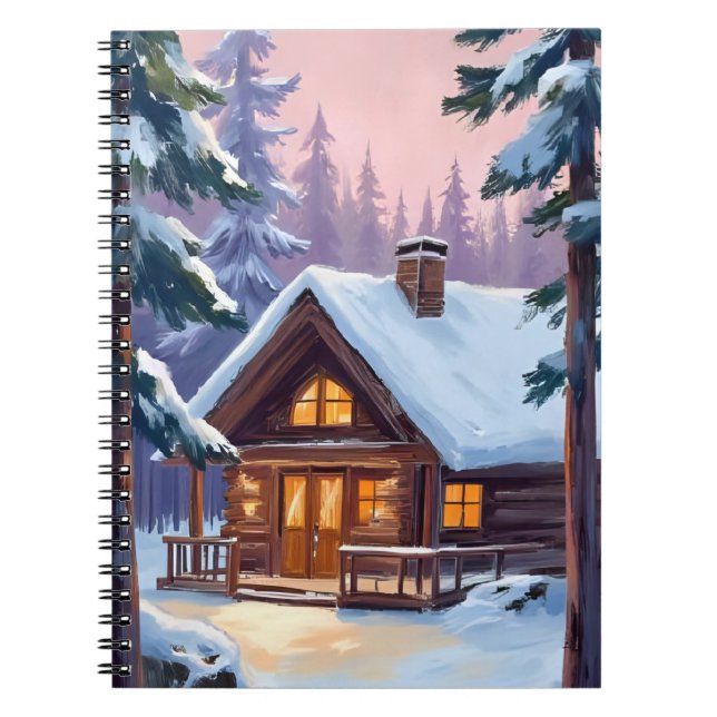 Carnet Chalet de Noël | Forêt Hiver Neige (Devant)