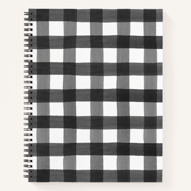 Carnet Chalet noir et blanc à l'aquarelle Buffalo Check (Devant)