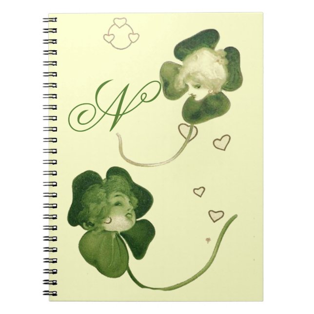 CARNET CHALEUREUSES SHAMROCKS VERTS AVEC LE MONOGRAM DES  (Devant)