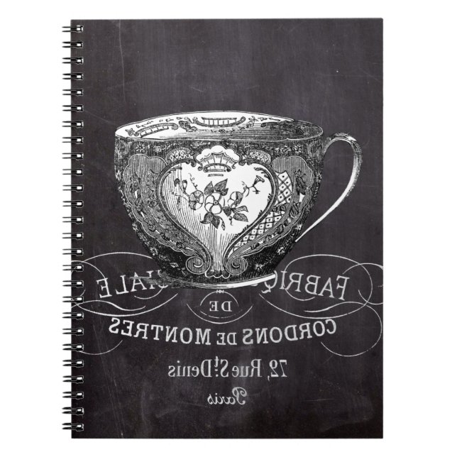 Carnet Chalkboard Alice à Wonderland tea party teacup (Devant)