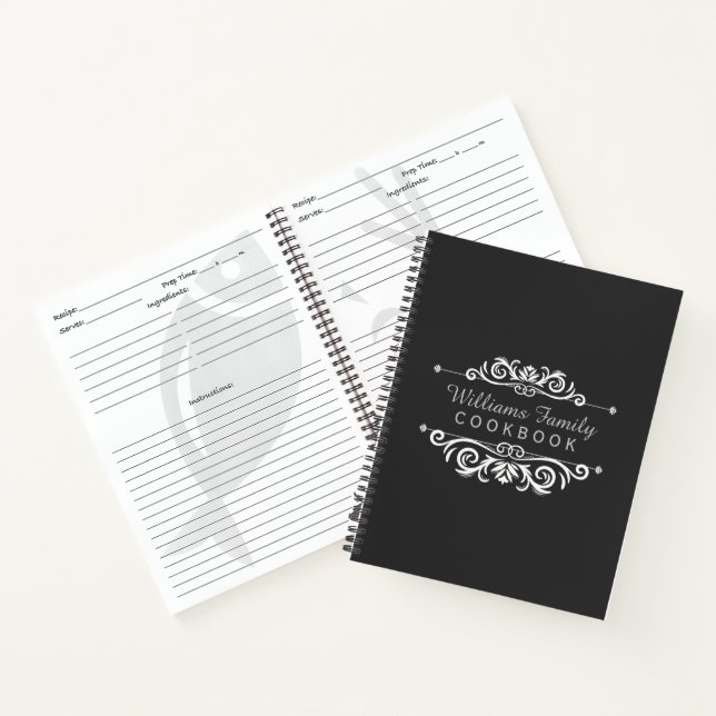 Carnet Chalkboard Family Recettes Cookbook Noir & Blanc (Intérieur)