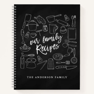 Carnet Chalkboard Kitchen Tools Personnalisé Recette Note