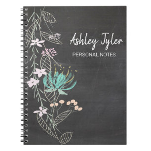 Carnet chalkboard menthe floral girly mignonette personna