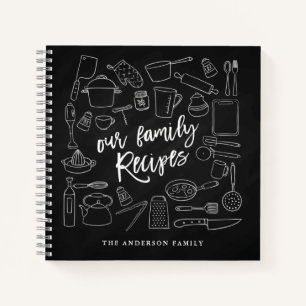 Carnet Chalkboard Outils de cuisine Recette personnalisé