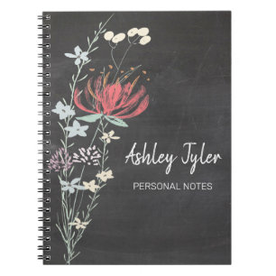 Carnet chalkboard rose floral girly mignon personnalisé
