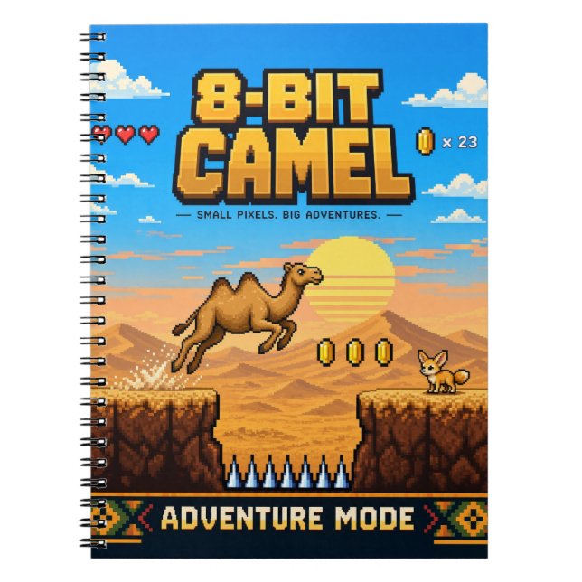 Carnet Chameau, Pixel Art Rétro 8 Bits (Devant)