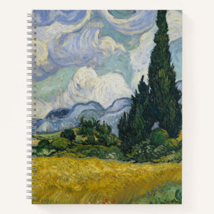 Carnet Champ de blé avec cyprès, peinture à l'huile, Van