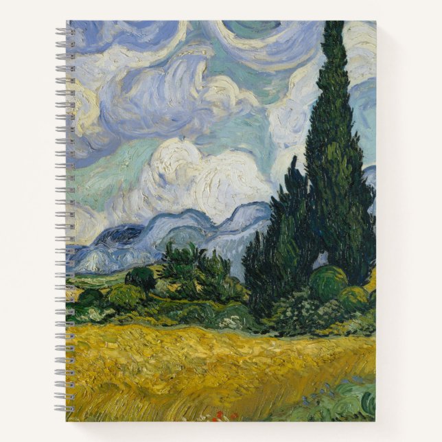Carnet Champ de blé avec cyprès, peinture à l'huile, Van  (Devant)