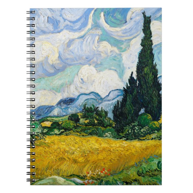 Carnet Champ de blé Van Gogh avec Cyprès. Impressionnisme (Devant)