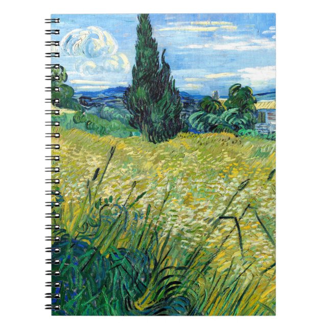 Carnet Champ de blé vert avec Cypress (1889) Art Van Gogh (Devant)