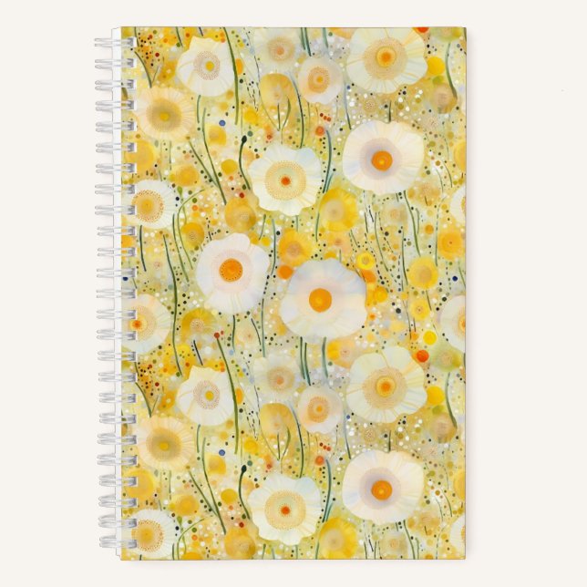 Carnet Champ de fleurs Jaune Orange Nature Joyeux Amusant (Recto)