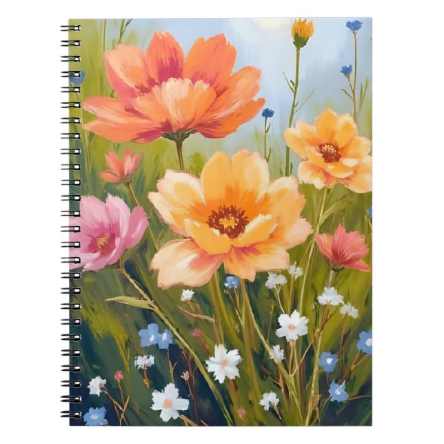 Carnet Champ de fleurs sauvages | Fleurs aquarelles botan (Devant)
