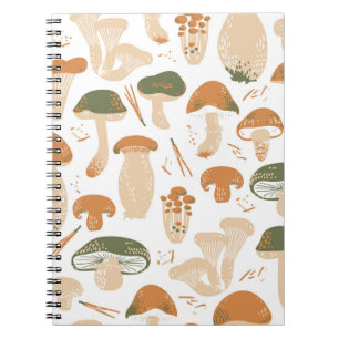 Carnet Champignons comestibles Linocut Motif Vintage