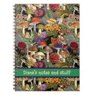 Carnet Champignons de champignons mignons jardin gris