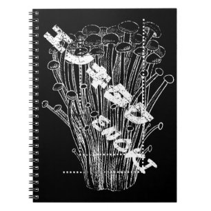 Carnet Champignons Enoki blanc Lettres japonaises Fungus