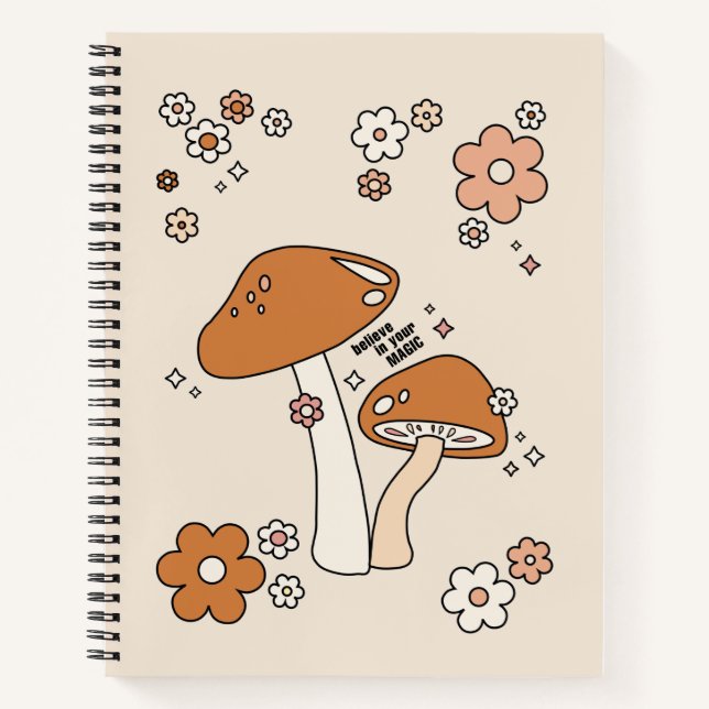 Carnet Champignons Et Fleurs Tons Terre les années 70 Bei (Devant)