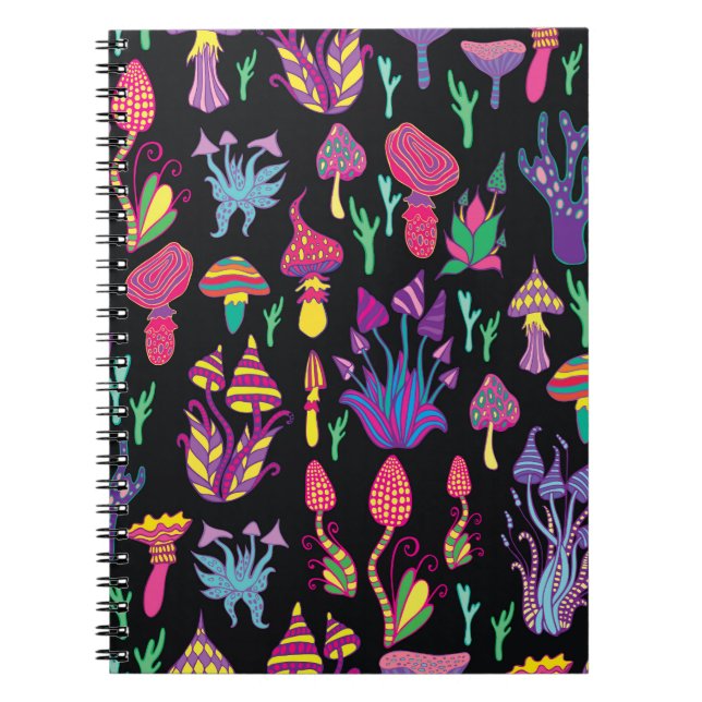 Carnet Champignons psychédéliques Motif des couleurs arc- (Devant)