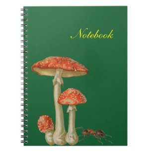 Carnet Champignons rouges tacheté blanc et fourmi