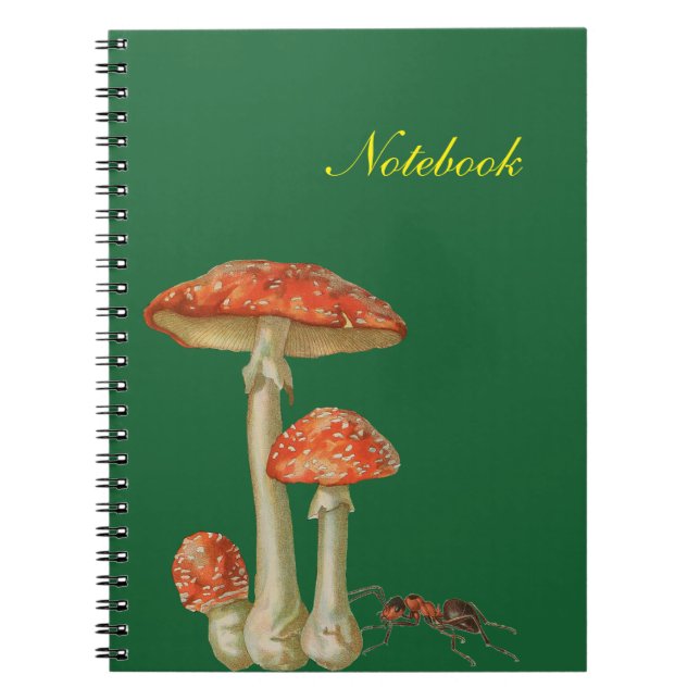 Carnet Champignons rouges tacheté blanc et fourmi (Devant)