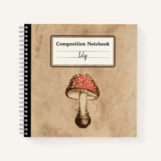 Carnet Champignons sur un vieux papier Composition person (Devant)