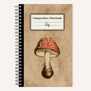 Carnet Champignons sur un vieux papier Composition person