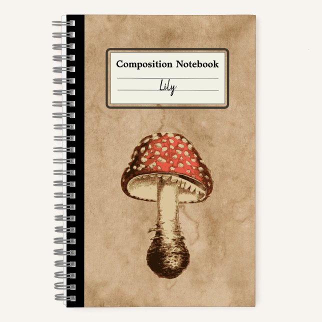 Carnet Champignons sur un vieux papier Composition person (Recto)