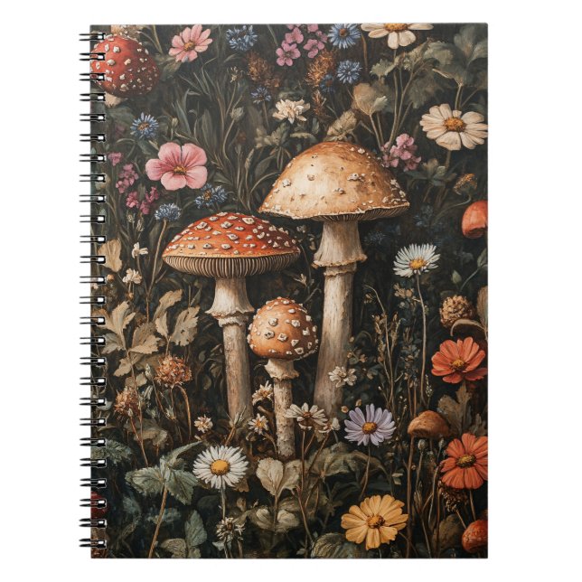 Carnet Champignons Whimsical et Botanique Fleur sauvage (Devant)