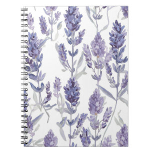 Carnet Champs de Lavande Motif de Fleur Aquarelle Viole