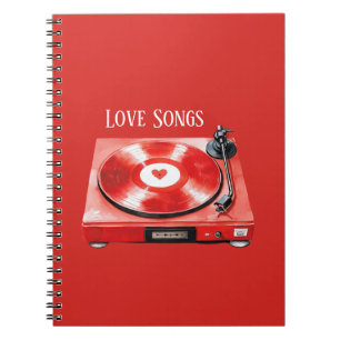 Carnet Chansons d'amour de disque de cœur rouge