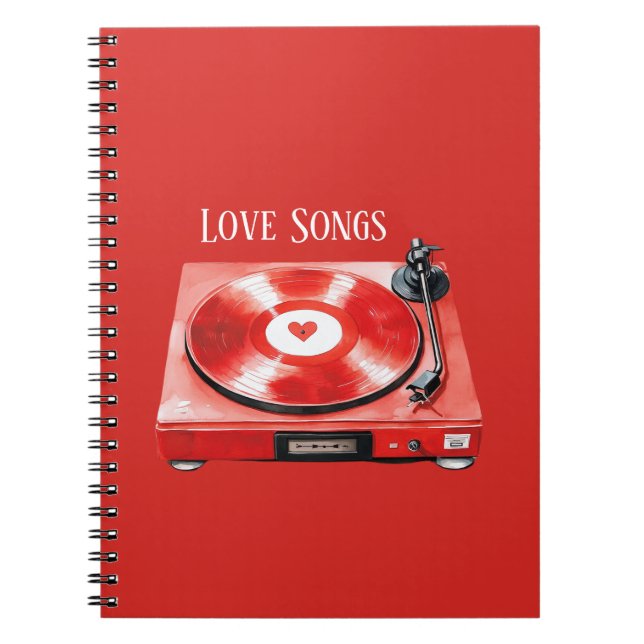 Carnet Chansons d'amour de disque de cœur rouge (Devant)