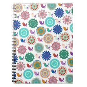 Carnet Chanter Bird et Mandala Folk Art Motif