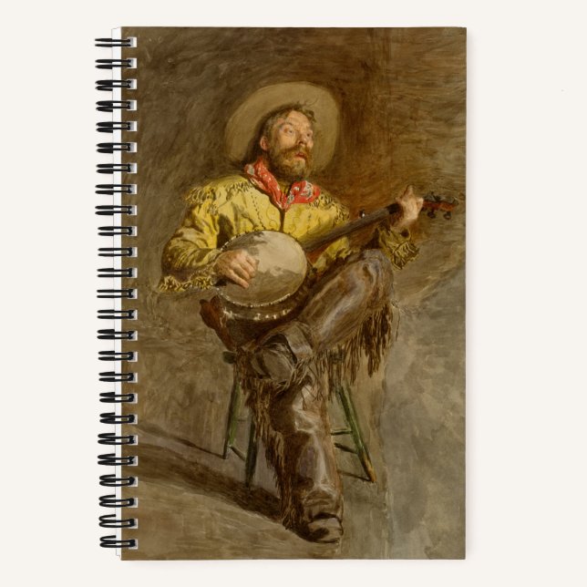 Carnet Chanter Espagnol Cowboy à Banjo jouer à la chanson (Recto)
