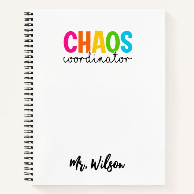 Carnet Chaos Coordinator Notebook – Funny Teacher Quote (Devant)