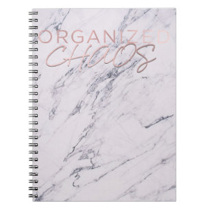 Carnet Chaos Organisé Rose Moderne en Marbre et Or Rose