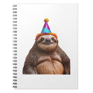 Carnet Chapeau de fête d'anniversaire de paresseux gros c