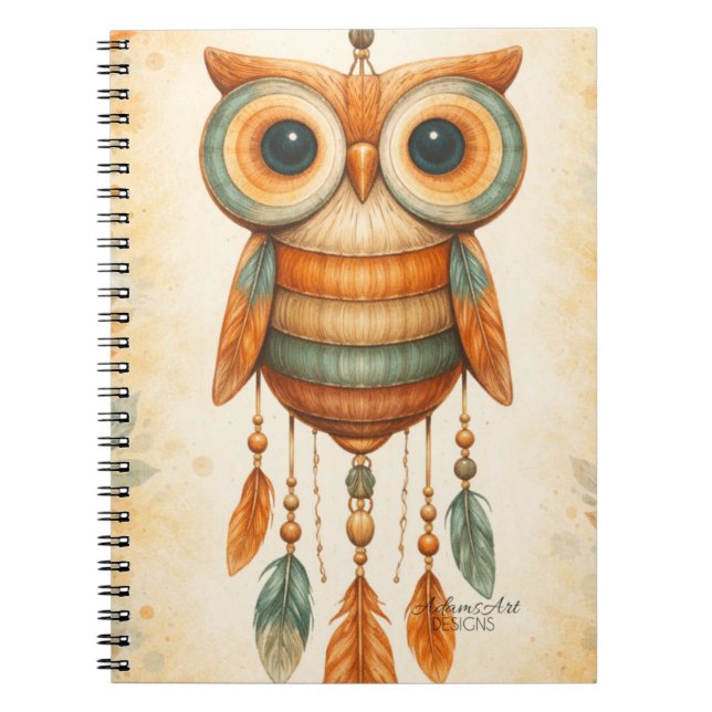 Carnet Chapeau de rêve de hibou fantaisiste Boho (Devant)
