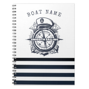 Carnet Chapeau Marin, Ancre, Roue Rayures Bleu Marine
