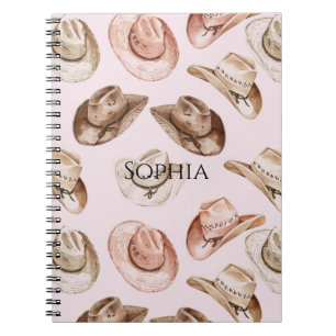 Carnet Chapeaux marrons roses jolis de cowgirl occidental