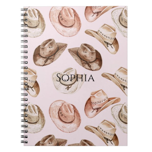 Carnet Chapeaux marrons roses jolis de cowgirl occidental (Devant)
