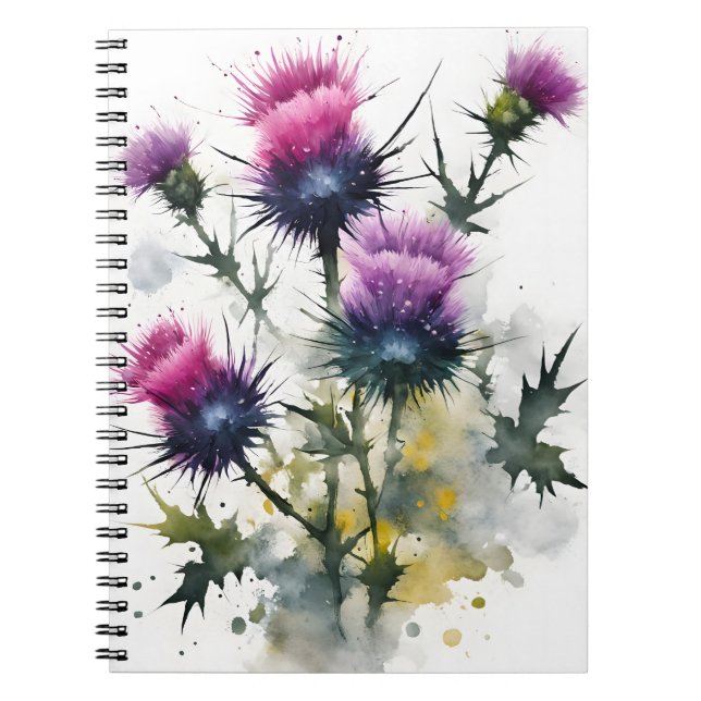 Carnet Chardon - Fleurs à l'aquarelle (Devant)