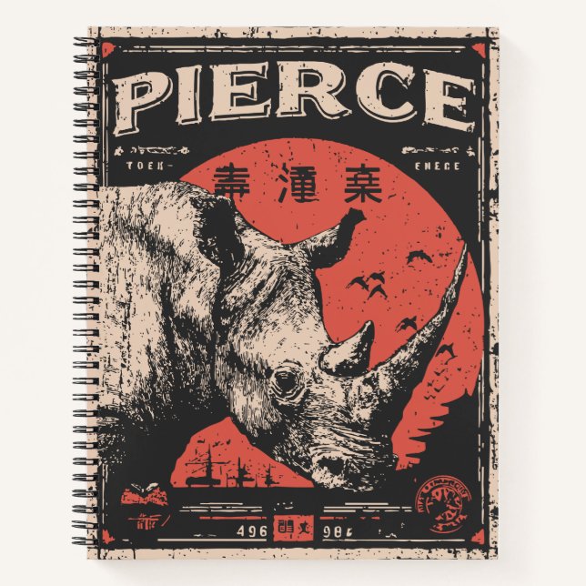 Carnet Charger Rhinoceros Faune Conception de puissance (Devant)