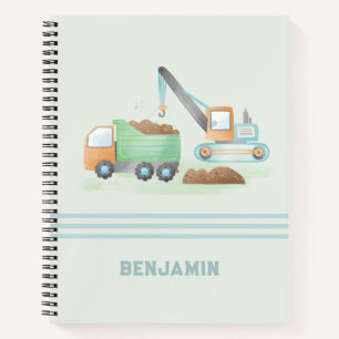 Carnet Chariot de construction Camion vert doux Nom du ga