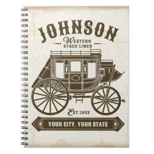 Carnet Chariot de diligence Western Old personnalisé NOM