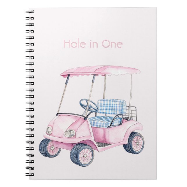 Carnet Chariot de golf rose (Devant)