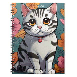 Carnet Charming American Shorthair Cat Floral Art