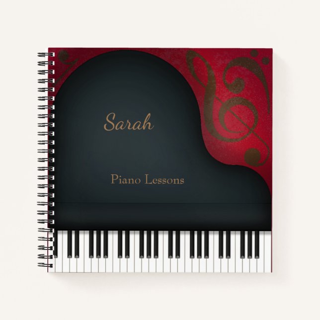 Carnet Charming Black Grand Piano Musiciens personnalisés (Devant)